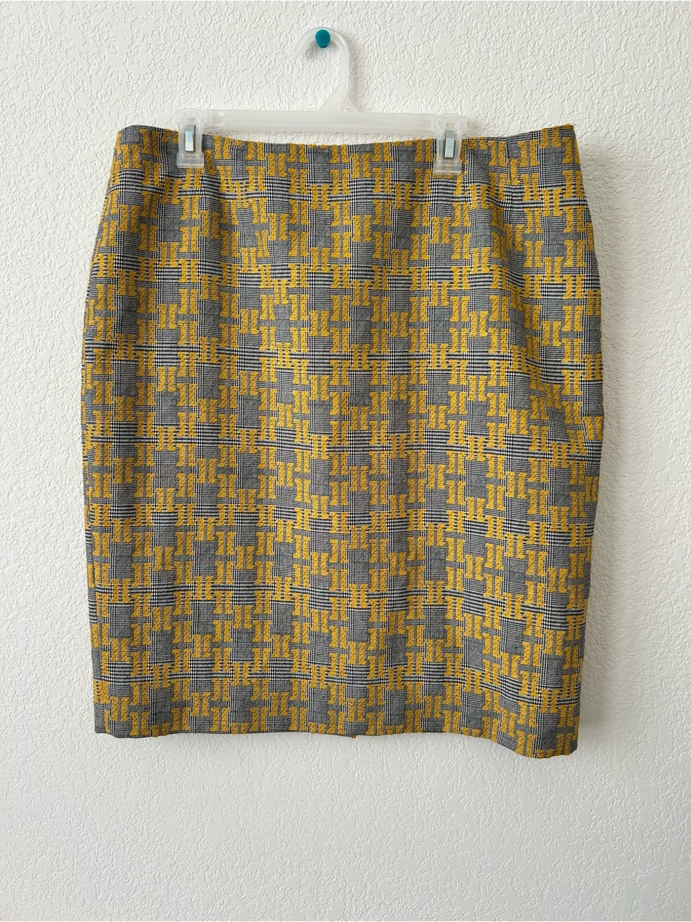 KASPER Yellow and Gray Patterned Women's Skirt SZ 16
